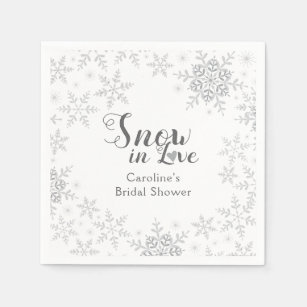 Winter Snowflakes Snow in Love Bridal Shower Napkin