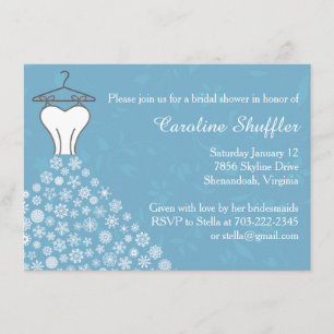 Winter Snowflakes Wedding Dress Bridal Shower Enclosure Card