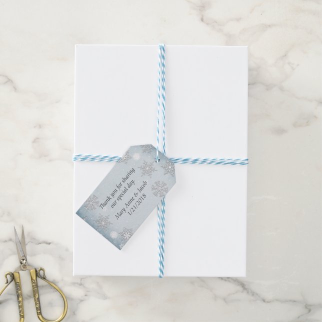 Winter Snowflakes Wedding Favour Gift Tags (With Twine)