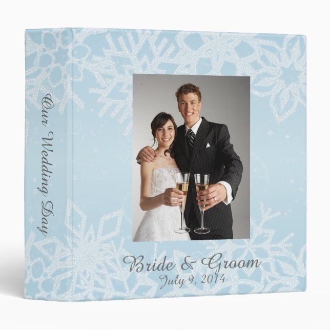 Winter Snowflakes Wedding Photo Album Binder (Front/Spine)
