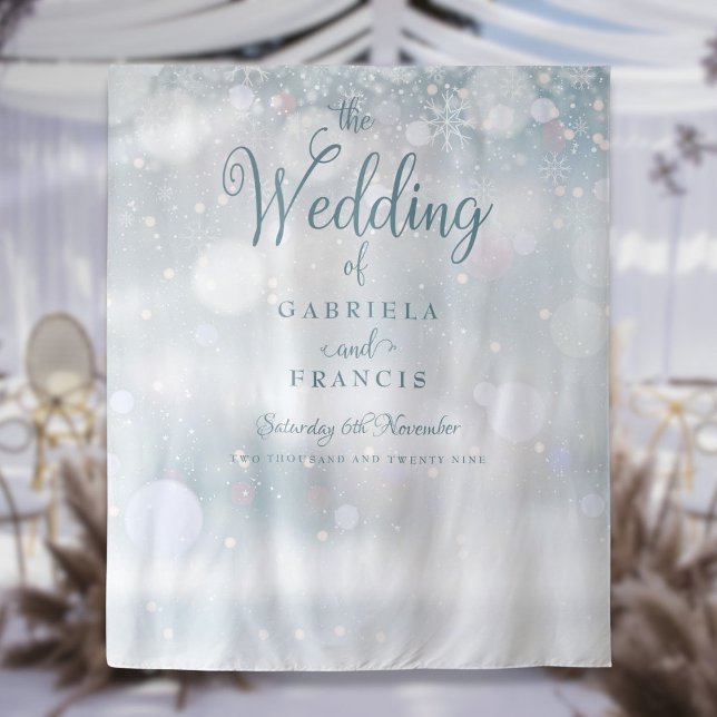 Winter Snowflakes Wedding Photo Booth Backdrop Tapestry (Winter Snowflakes Wedding Photo Booth Backdrop)