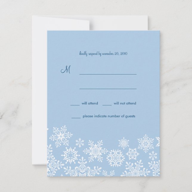 Winter Snowflakes Wedding RSVP Card (Front)