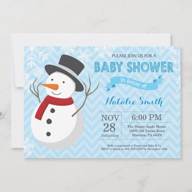 Winter Snowman Boy Baby Shower Invitation (Front)