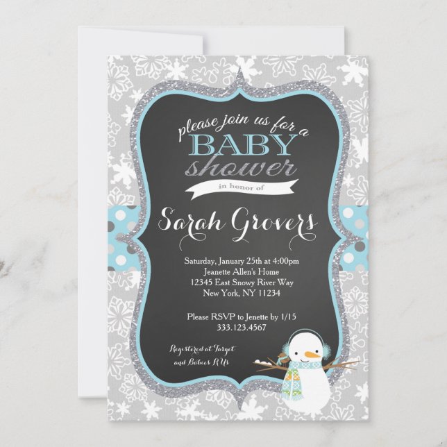Winter Snowman Boy Baby Shower invitation (Front)