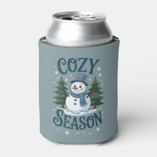 Winter Snowman Cozy Season Tree Christmas Holiday Can Cooler