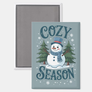 Winter Snowman Cozy Season Tree Christmas Holiday Magnet