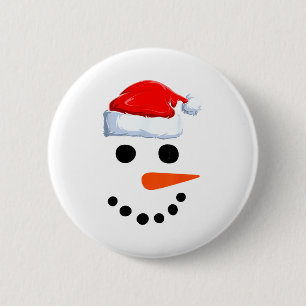 Winter Snowman Face Costume Christmas Snowman  2 Inch Round Button