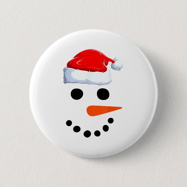 Winter Snowman Face Costume Christmas Snowman  2 Inch Round Button (Front)