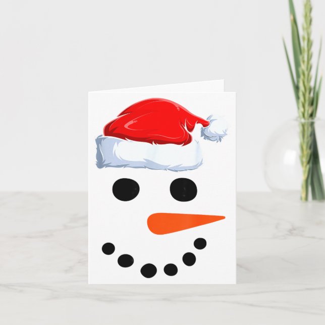 Winter Snowman Face Costume Christmas Snowman  Card (Front)