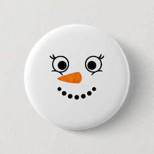 Winter Snowman Face Eyelashes Christmas Xmas Fun D 2 Inch Round Button