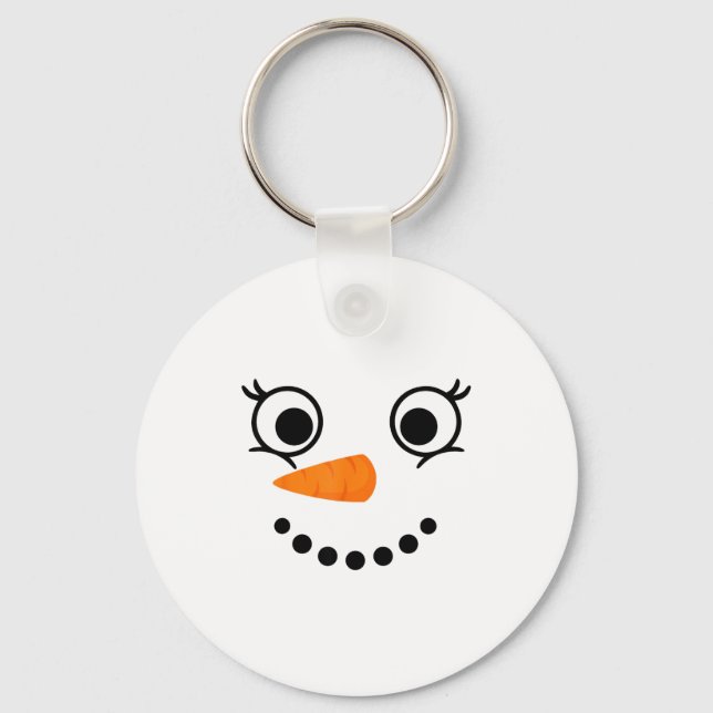 Winter Snowman Face Eyelashes Christmas Xmas Fun D Keychain (Front)