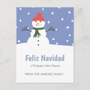 Winter Snowman Feliz Navidad Christmas Holiday   Postcard