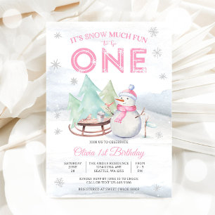 Winter Snowman First Birthday Invitation