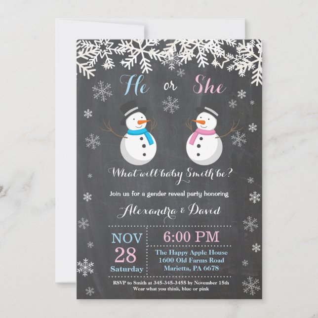Winter Snowman Gender Reveal Invitation (Front)