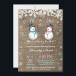 Winter Snowman Gender Reveal Invitation<br><div class="desc">Winter Snowman Gender Reveal Invitation. White Snowflake. He or She. Boy or Girl. Pink and Blue. Christmas Holiday Gingerbread Man. Burlap Background. Country Vintage Retro Barn. For further customization,  please click the "Customize it" button and use our design tool to modify this template.</div>