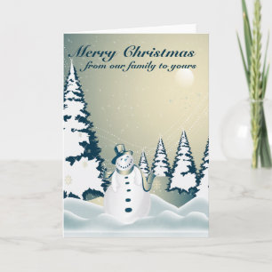 Winter Snowman Merry Christmas 2 Holiday Card