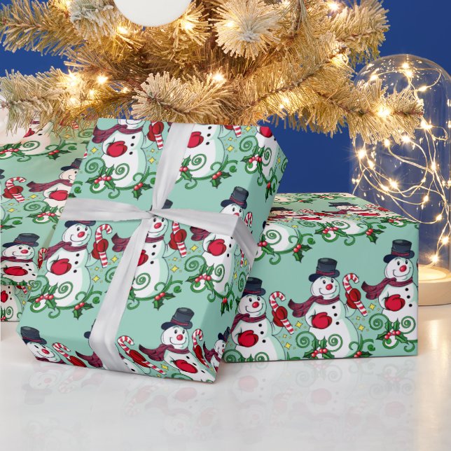 Winter Snowman Pattern Wrapping Paper (Holidays)