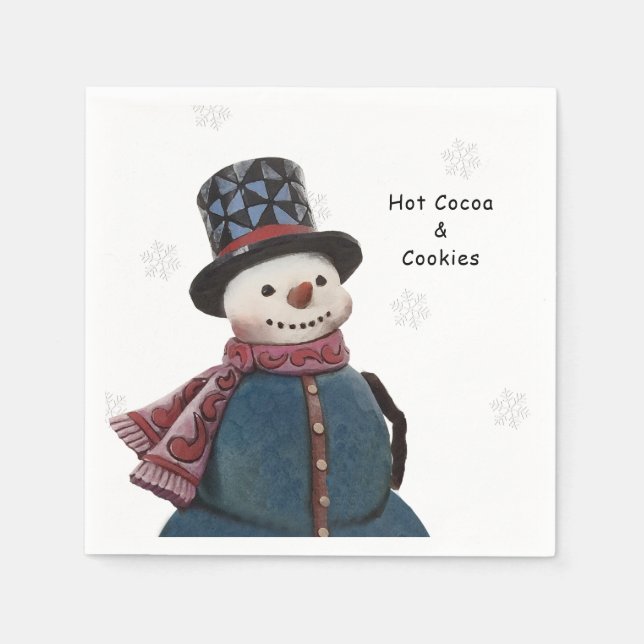 Winter Snowman Personalized Napkin (Front)