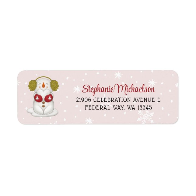 Winter Snowman Red Holiday Adresse de retour (Devant)