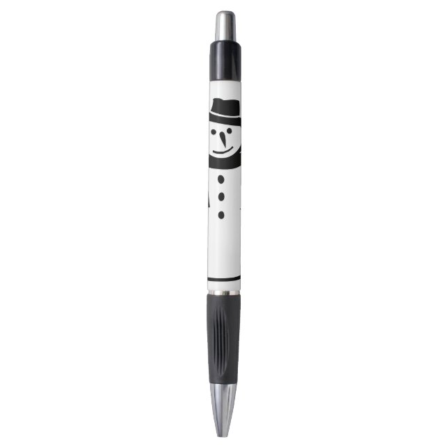 Winter Snowman Sweet Black and White Pen (Front Vertical)