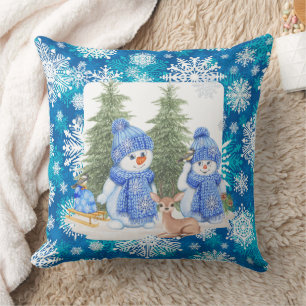 Winter Snowman  Throw Pillow
