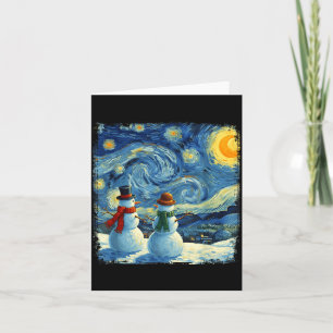 Winter Snowman Van Gogh Starry Night Christmas  Card