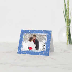 Winter Snowman Wedding Photo Thank You