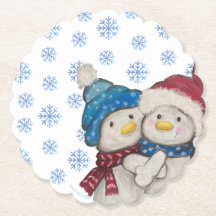Winter Snowmen Paper Coaster