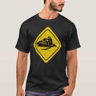 Winter Snowmobile Hazardwarning Send It Snow Sled T-Shirt