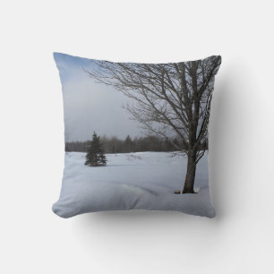 winter snowy cool wonderland country landscape throw pillow