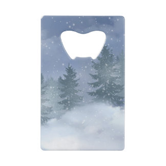 Winter Snowy Forest Zippo Lighter Credit Card Bottle Opener