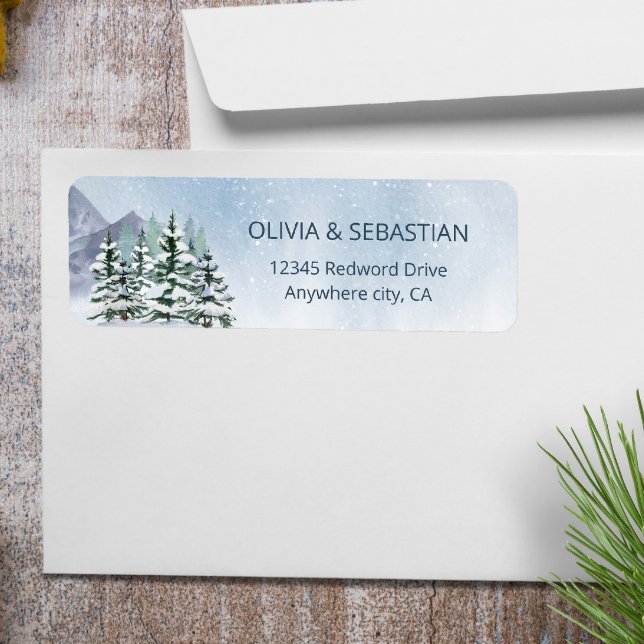 Winter Snowy Mountain Forest Return Address (Creator Uploaded)