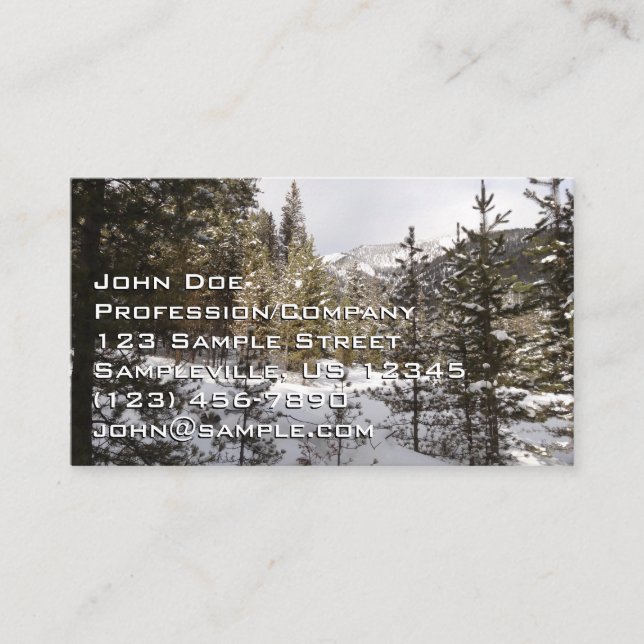 Winter Snowy Mountain Scene in Montana Business Card (Front)