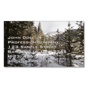 Winter Snowy Mountain Scene in Montana Magnetic Business Card