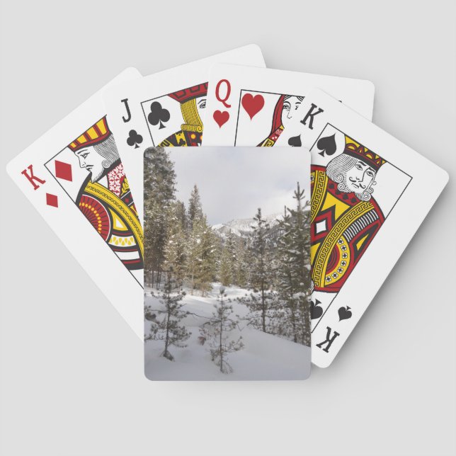 Winter Snowy Mountain Scene in Montana Playing Cards (Back)
