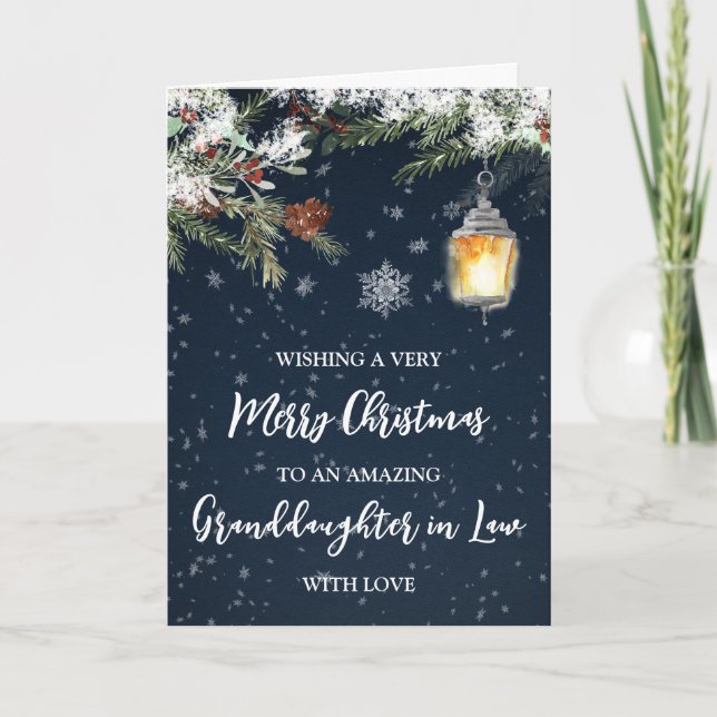 Winter Snowy Night Granddaughter in Law Christmas Card (Front)