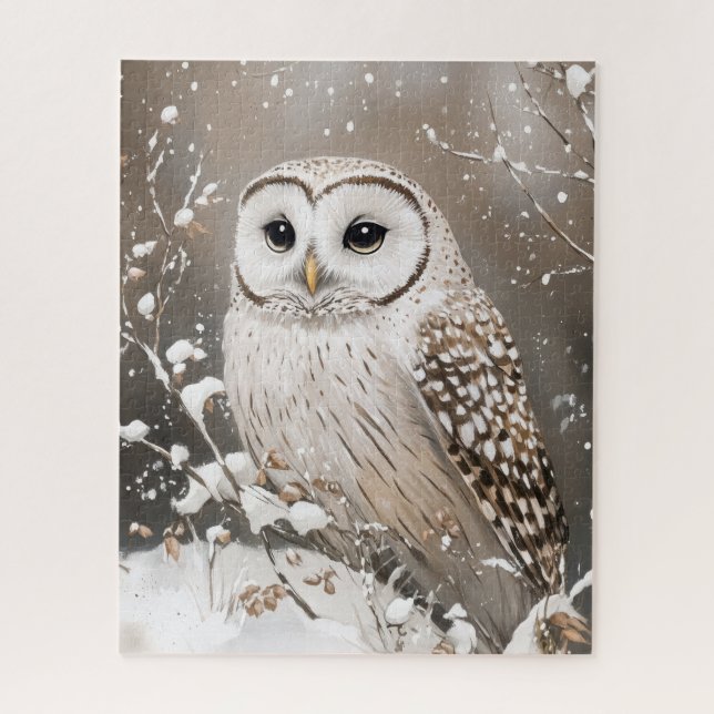 Winter Snowy Owl In Snow Jigsaw Puzzle (Vertical)