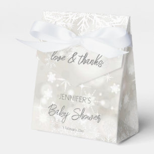Winter snowy pastel colors baby shower thank you  favor box