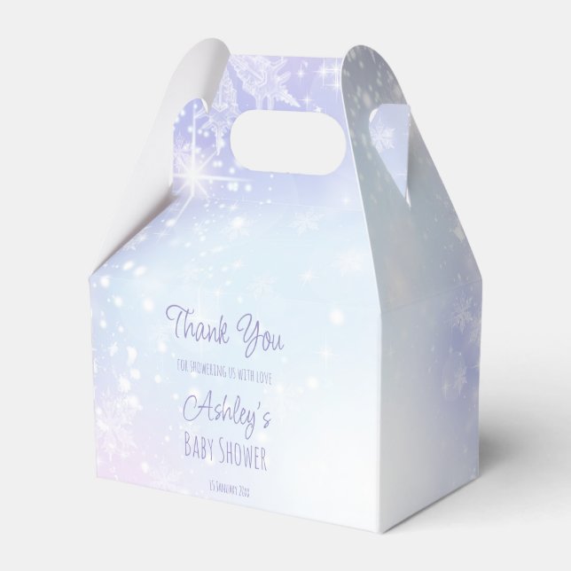 Winter snowy pastel colours baby shower  favor box (Front Side)