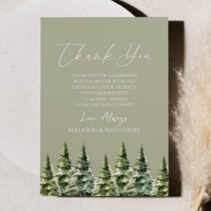 Winter Snowy Pine Tree Wedding Thank You Card