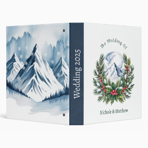 Winter Snowy Pine Wreath Wedding Photo Album Binder