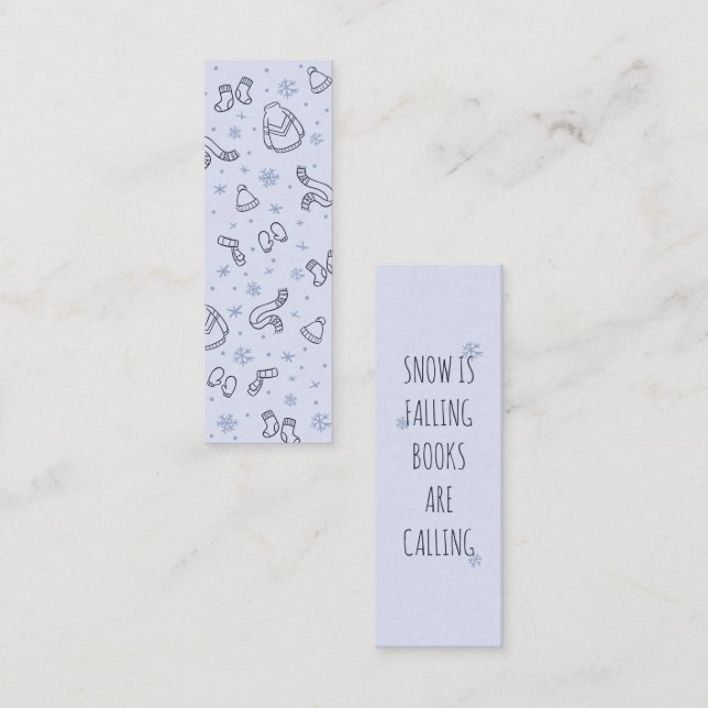 Winter Snowy time reads Mini Bookmark Calling Card (Front/Back)
