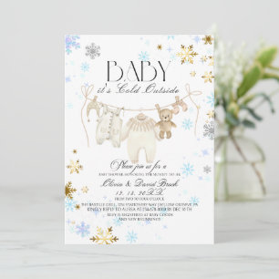 Winter Soft Clothes Line  Baby Shower  Invitation