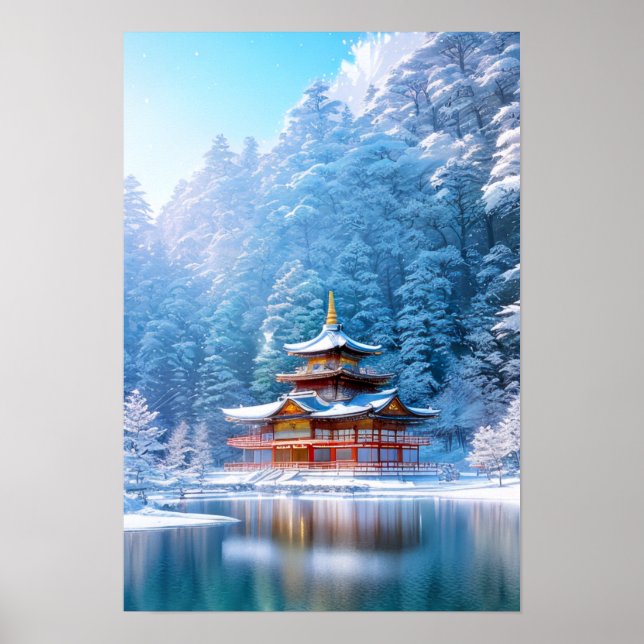 Winter Solace at the Japanese Temple Poster (Front)
