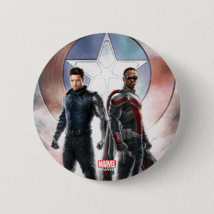 Winter Soldier & The Falcon in Front of Shield 2 Inch Round Button