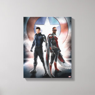 Winter Soldier & The Falcon in Front of Shield Canvas Print