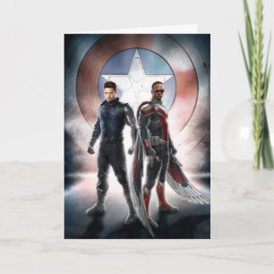 Winter Soldier & The Falcon in Front of Shield Card