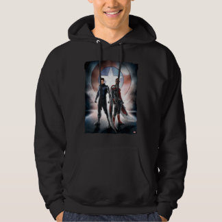 Winter Soldier & The Falcon in Front of Shield Hoodie