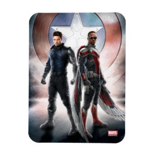 Winter Soldier & The Falcon in Front of Shield Magnet