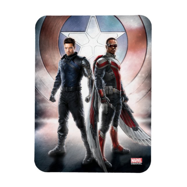 Winter Soldier & The Falcon in Front of Shield Magnet (Vertical)